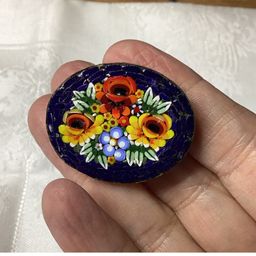 Vintage Micromosaic Brooch 1.5” Signed Italy