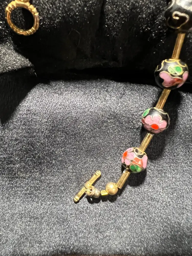 6” Unique Vintage Multi-Color Cloisonne Bead Bracelet