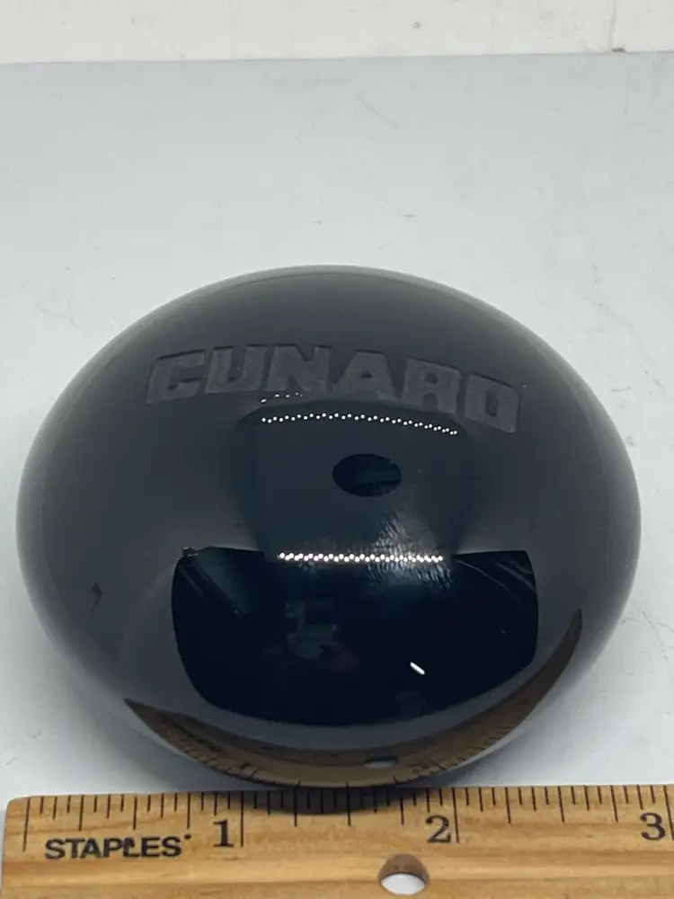 CUNARD Cruise line Art Glass Paperweight Dated And Signed Deep Dark Cobalt