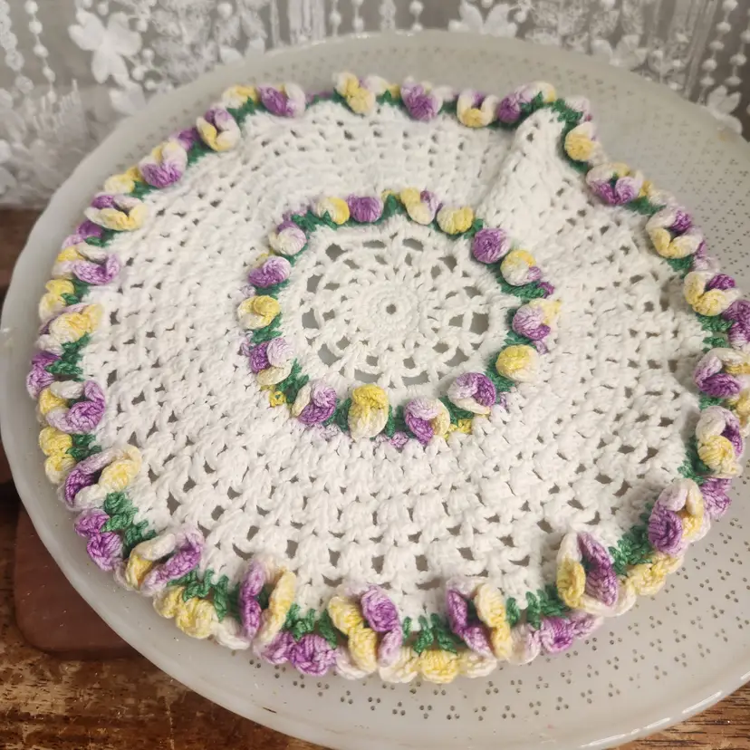 Purple yellow doily