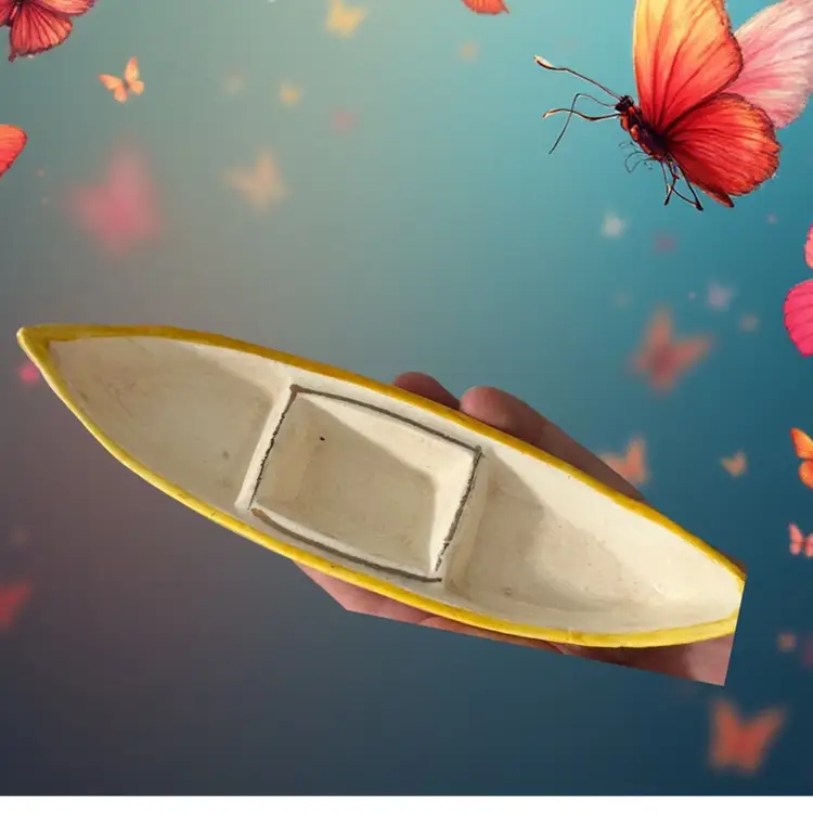 Vintage Made In Occupied Japan Ceramic Canoe Boat Trinket Collectible Dish