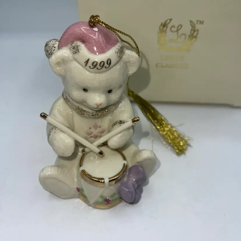 Lenox Teddy's Christmas Wish Limited Edition 1999 Christmas Bear Ornament Drum
