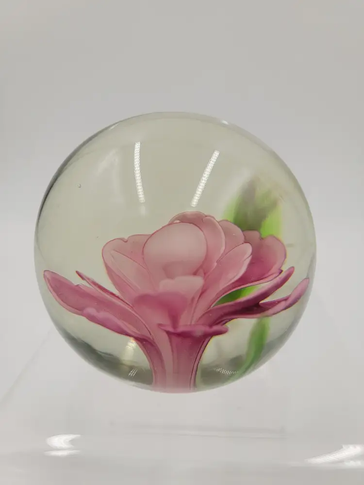 Handcrafted Floral Paperweight in Soft Pink