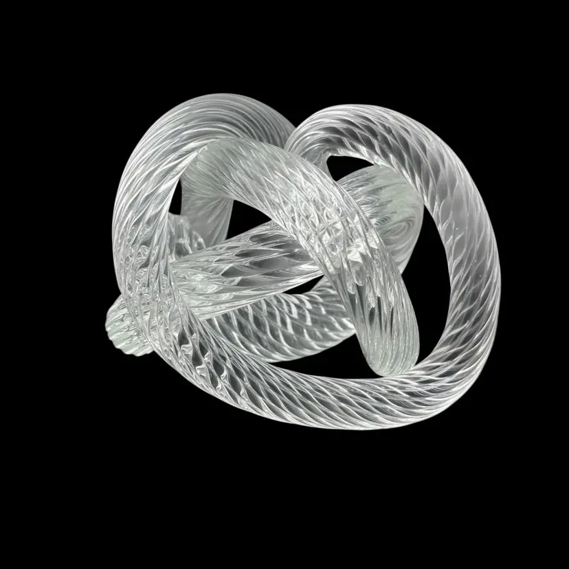 Fusion Z. Czech Clear Glass Knot  Paperweight 6”x 6”