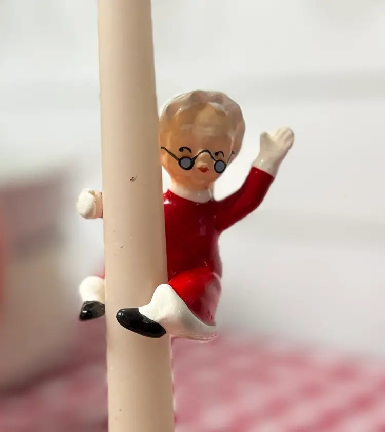 Vtg Lefton Christmas Candle Hugger Mrs Claus Waving 707 Japan