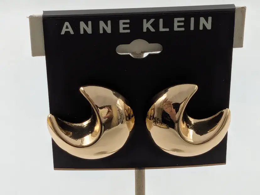Anne Klein Gold Tone Crescent Pierced Earrings NWT