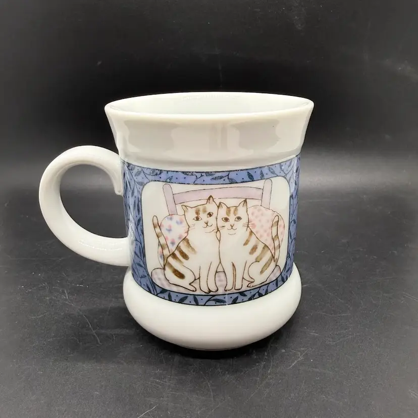 Vintage Grandma Cottage Core Ceramic Cat Mug Tabby Takahashi Japan 1980s 1990s