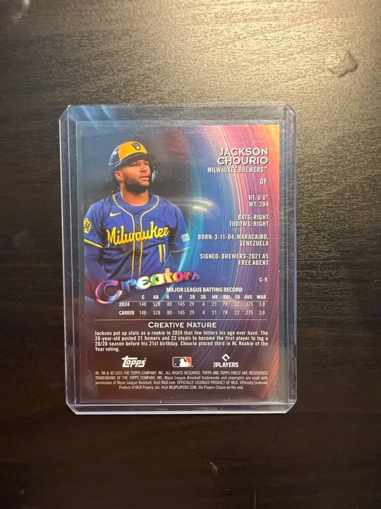 Jackson Chourio 2025 Topps Finest Blue Creatora /99