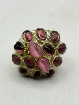 Vintage purple rhinestone adjustable cocktail ring