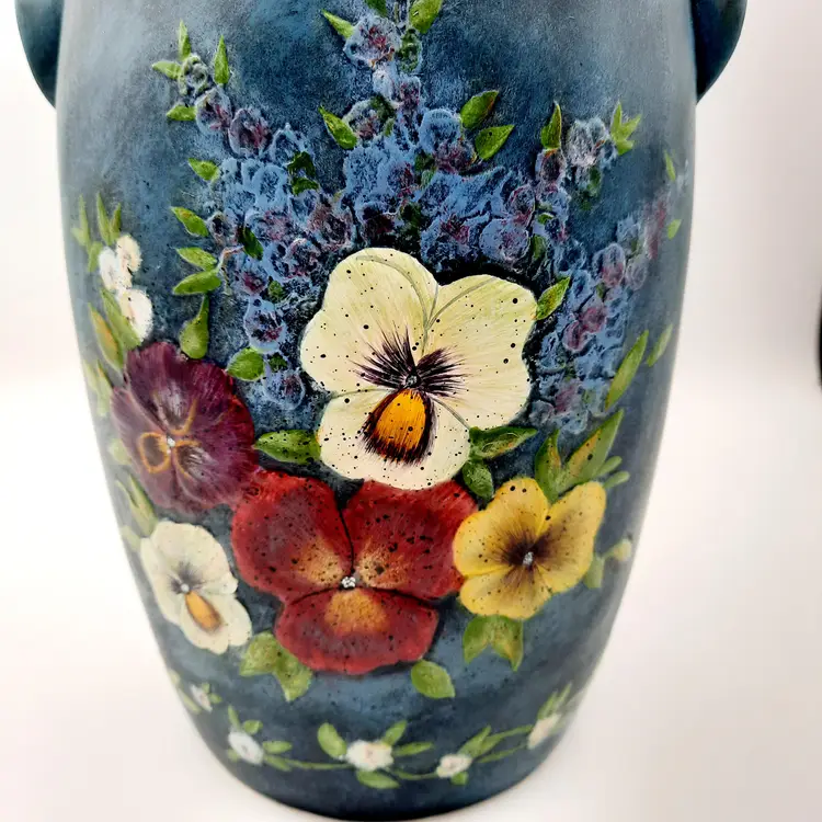 Bob's Pottery Pansy Vines Artwork Of Susan Winget "Pickle Crock" (Decorative Use Only)