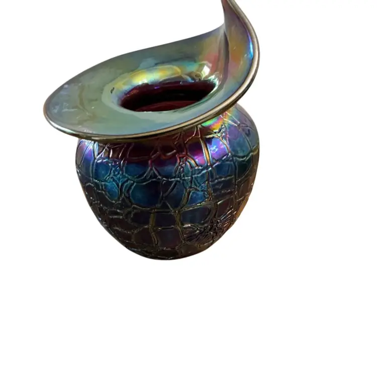 Terry Crider 1979 Iridescent Amethyst Carnival Glass Jack In The Pulpit