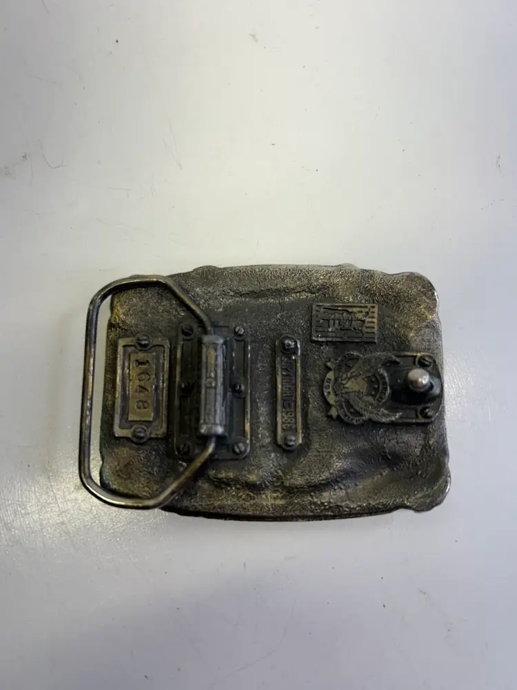 Vintage The Great American Buckle Co Pewter Firefighter Belt Buckle 1986