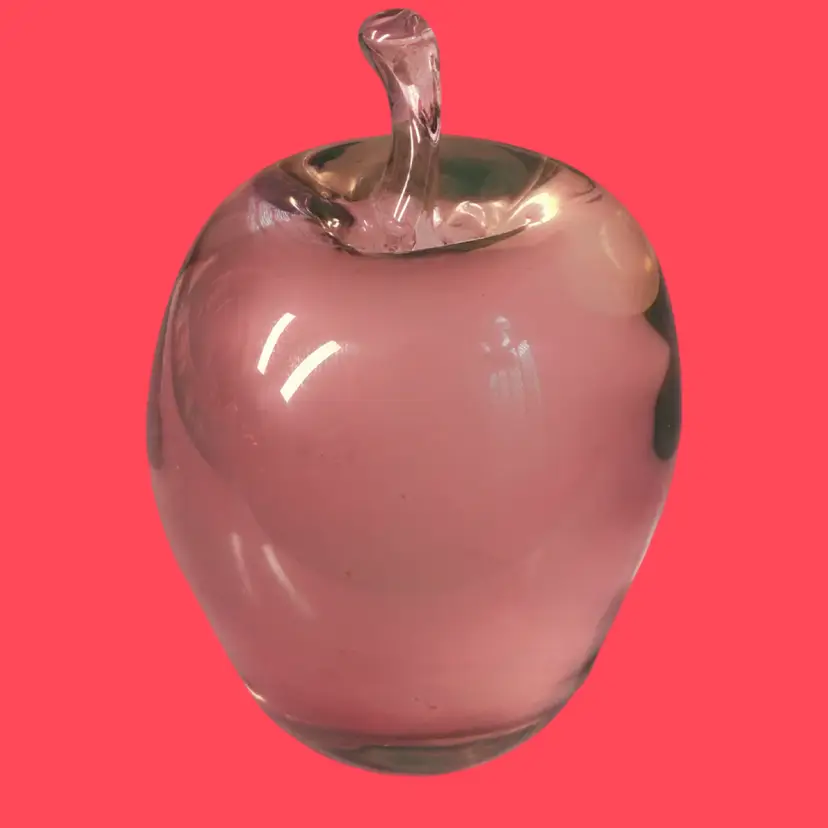 Solid Clear Glass Apple Signed JRS 505 4.25”