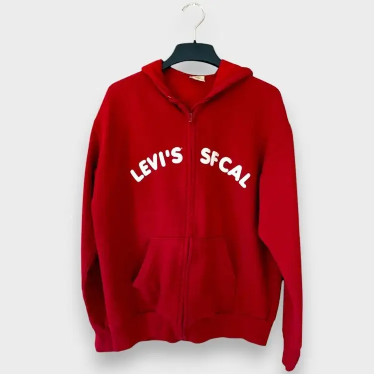 Vintage Y2K Mens Levi Red Tab Zip Up Hoodie SF Cal No Size Tag See Measurements XL? Soft