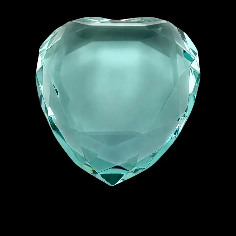 #01 - Rosenthal Crystal Heart Paperweight Teal Color 3” x 3”
