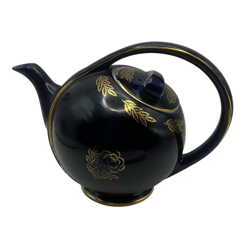 Vintage Hall China Cobalt Blue Airflow Teapot, #0433, 7.5” Tall x 8” Wide