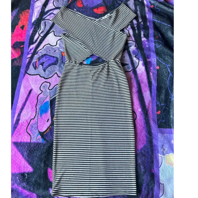 Charlotte Russe black and white striped bodycon dress