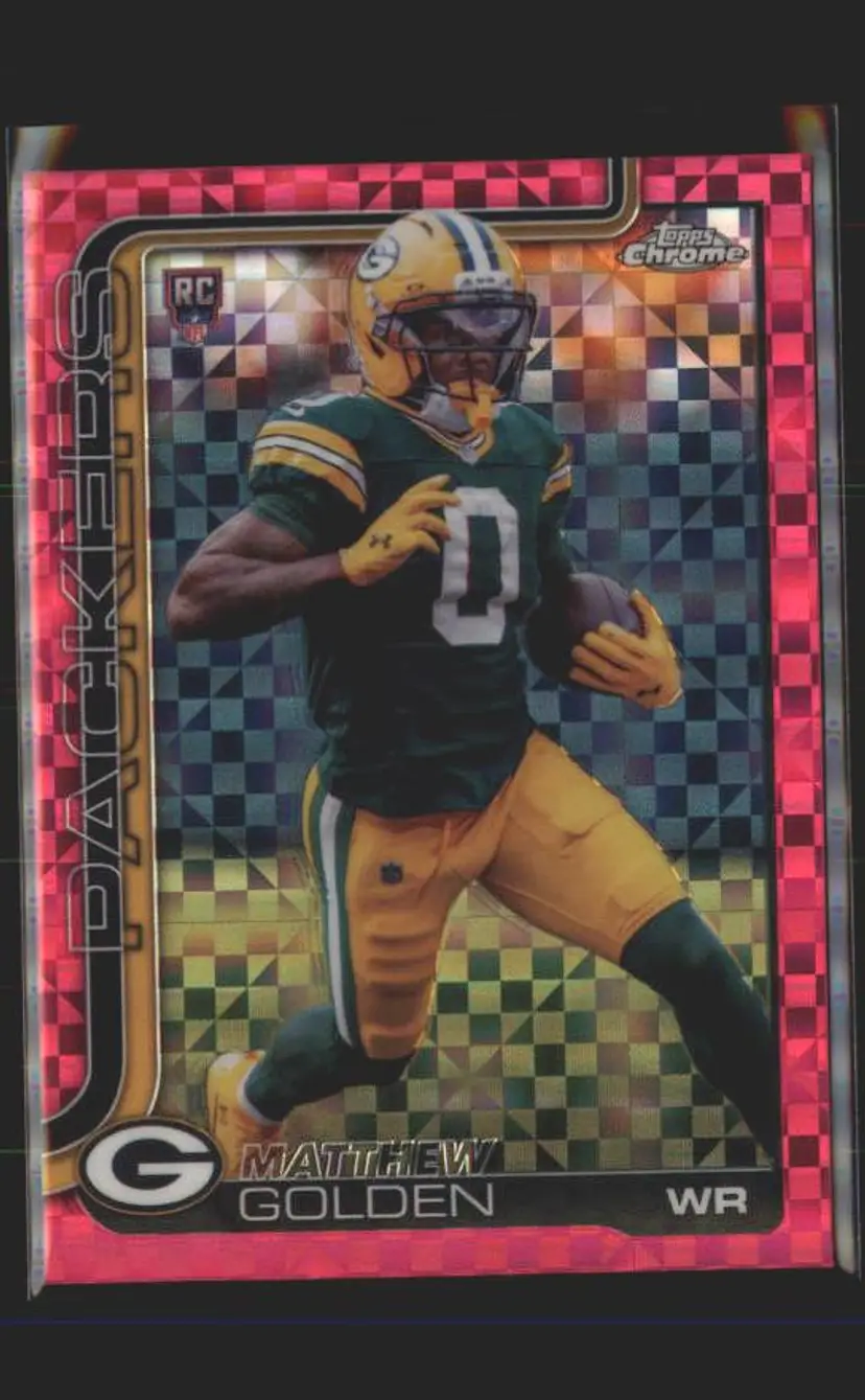 Matthew Golden 2025 Topps Chrome #333 Hot Pink X-Fractor - (140) - Green Bay Packers