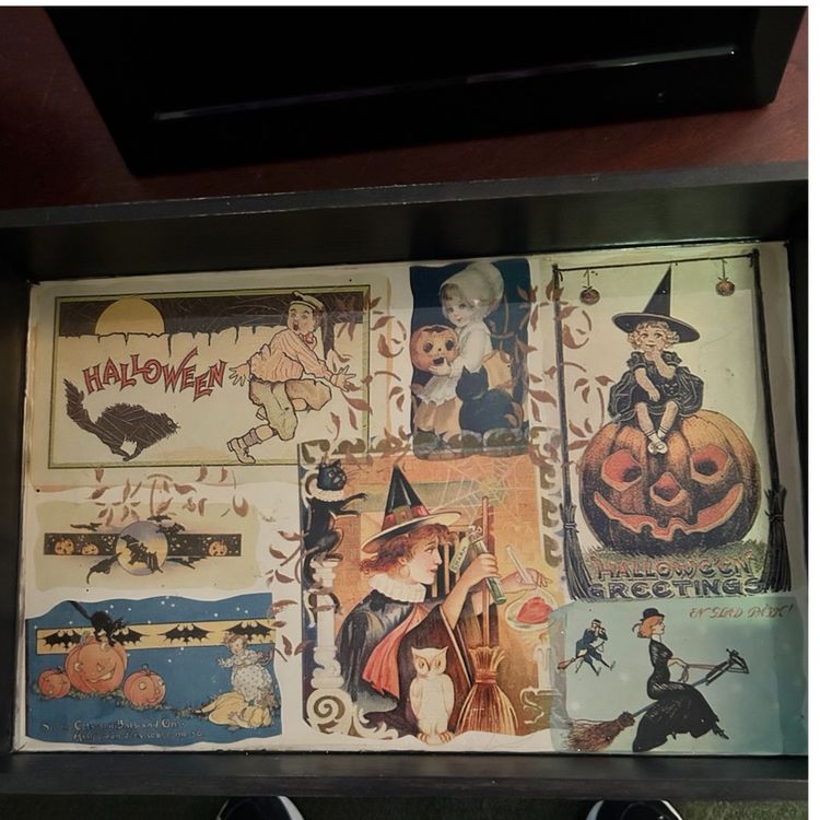 Halloween Black Tray With Handles Decoupaged And Resin