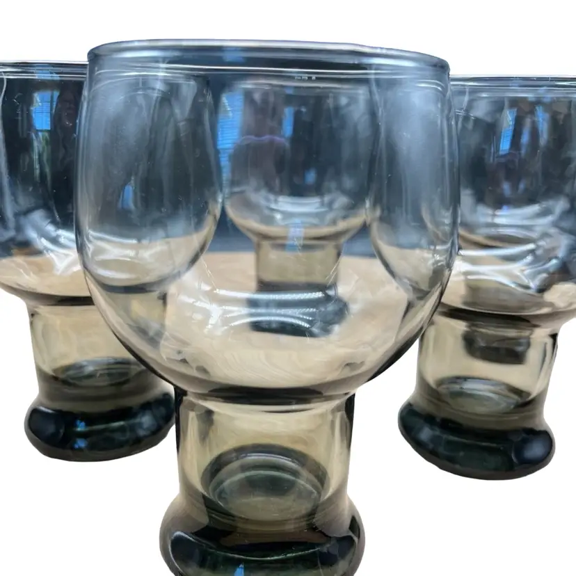 Set Of 5 🫢 No Wait 6! 1960s Federal Glass Sundown Smokey Gray Beer Glasses