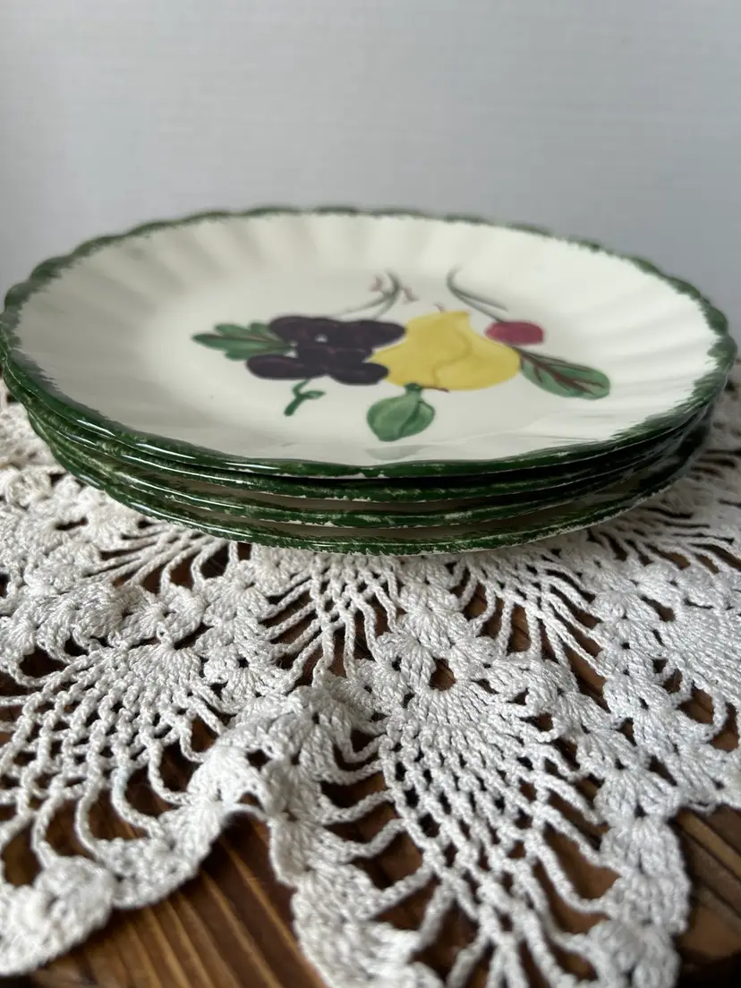 4 Vintage Ceramic Blue Ridge Southern Pottery Salad Plates 7.25” Diameter Late 1930s To Early 1940s VGC