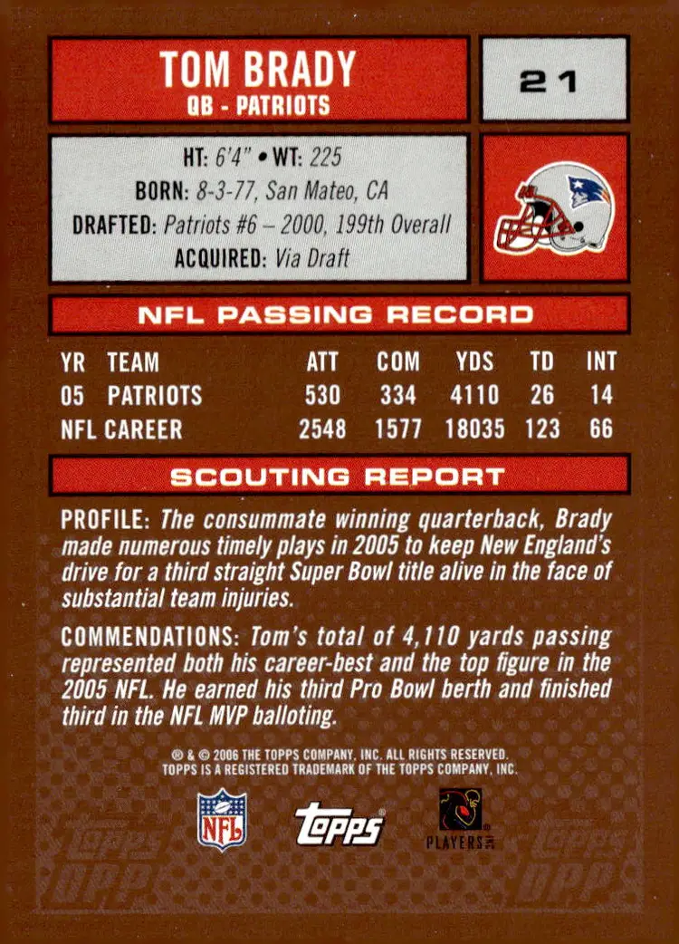 2006 Topps Draft Picks & Prospects #21 Tom Brady