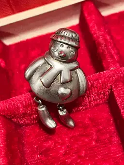 Snowman Brooch With Dangle Legs