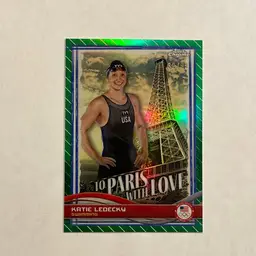 Katie Ledecky 2024 Topps Chrome US Olympic & Paralympic Hopefuls To Paris With Love Green Refractor /99
