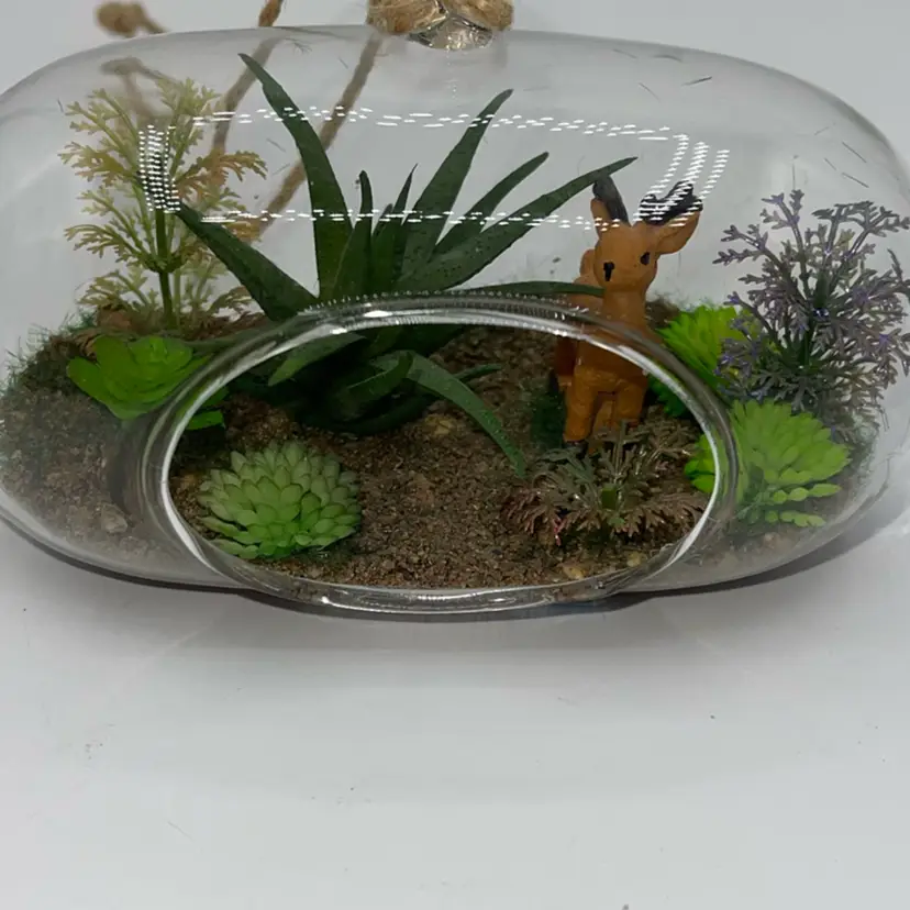 Home Decor Faux Succulent Plants Glass Hanging Terrarium Read