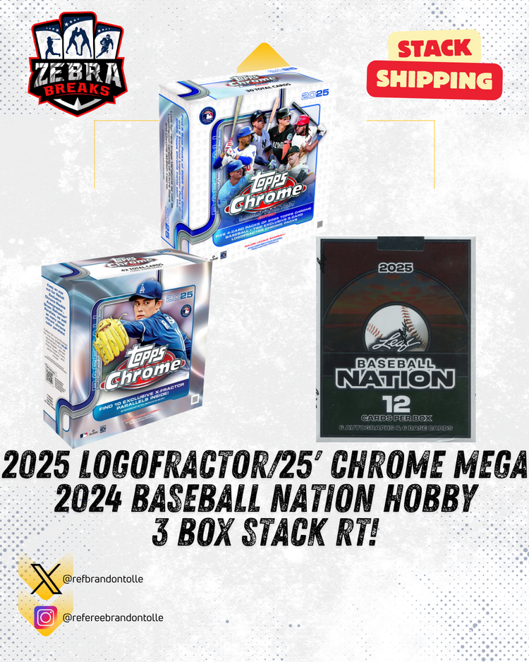 ZB 25591: (2) 25' Logofractor/25' Chrome Mega/24' Baseball Nation 4 Box Stack Mixer