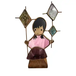 De Grazia stained glass tea, light girl with kites