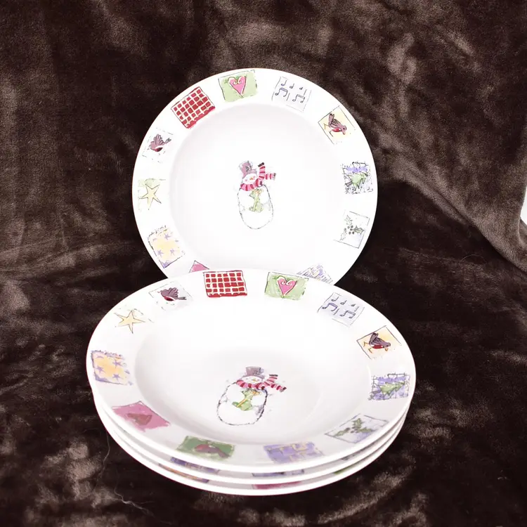 Vintage Gibson Snowman Kitchen Cereal Bowls Household Set of 4