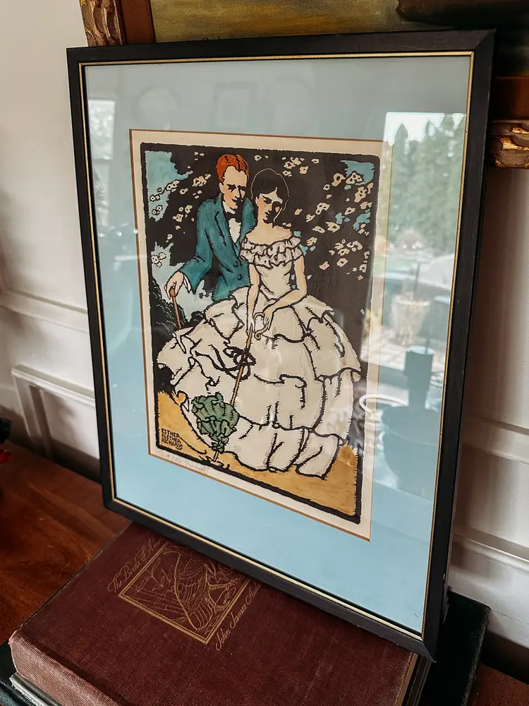 Vintage Colored Engraving Print - Esther Alethea Richards