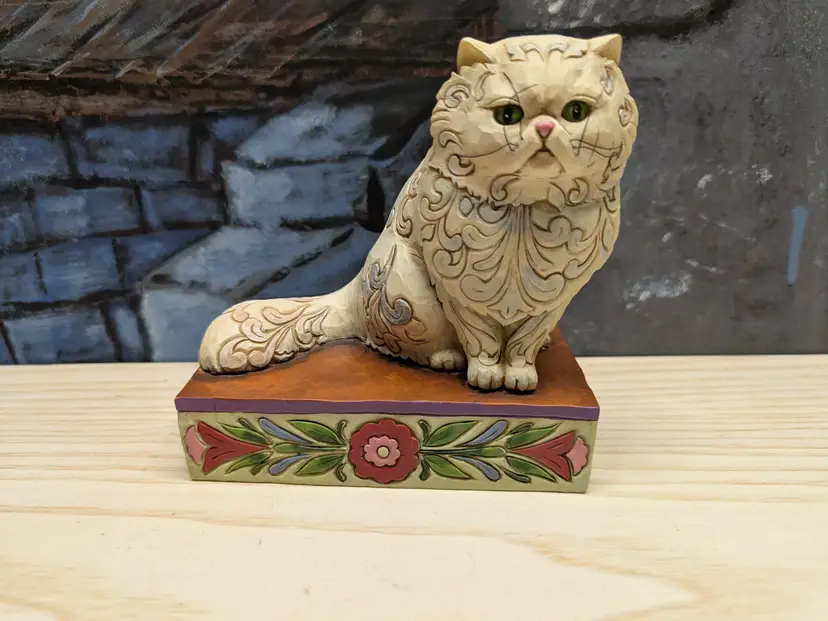 2008 Jim Shore Heartwood Creek Victoria Persian White Cat Figurine Blue eyes Kitten