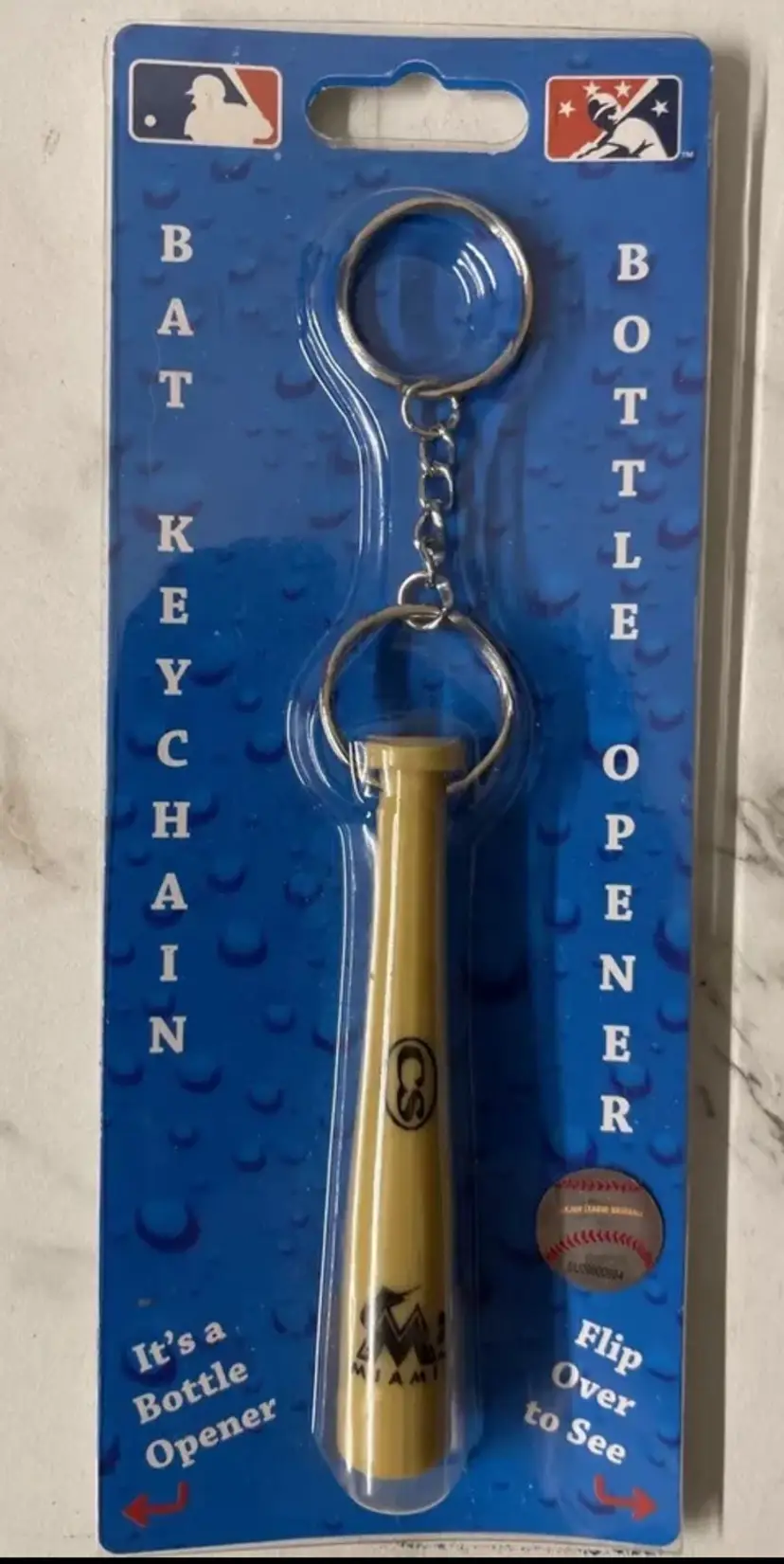 MLB Miami Marlins - Baseball Bat and Bottle Opener Keychain - NEW