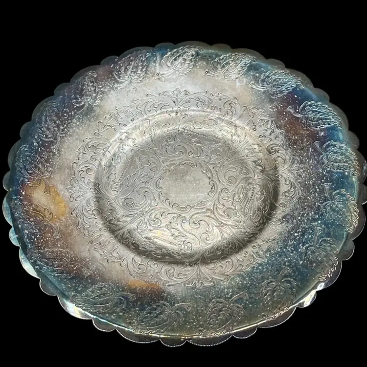 Benedict Rose Leaf Plate Silverplate 10.25”