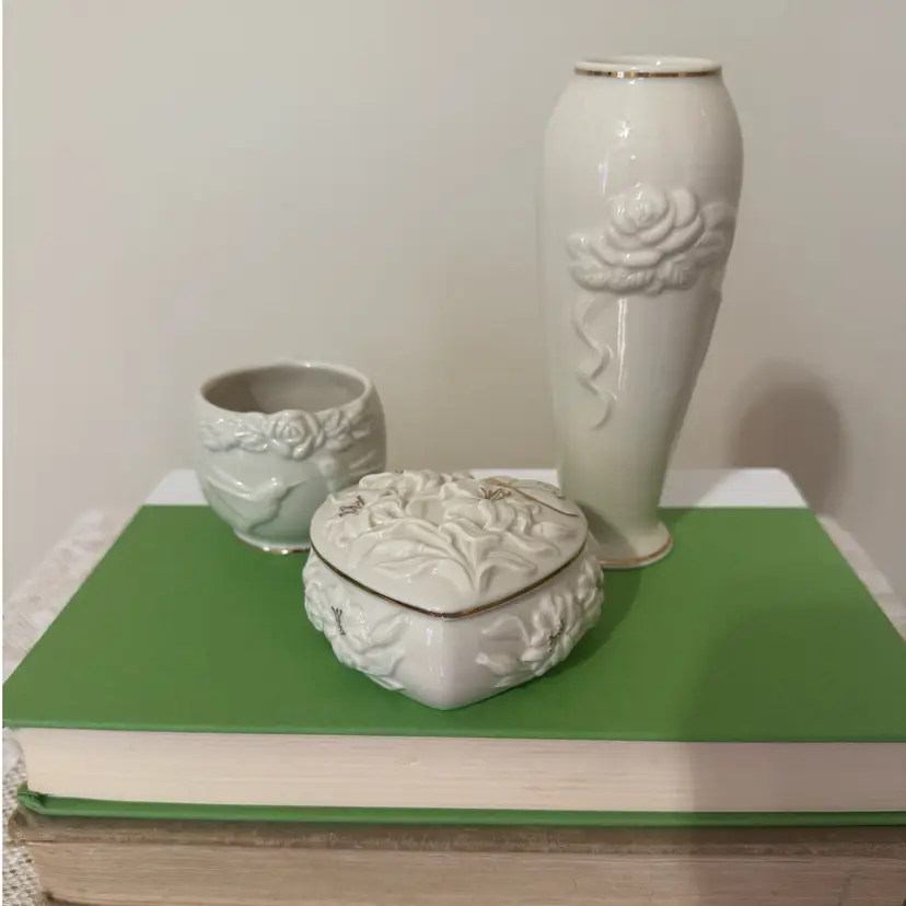 Lenox Trio: Heart Trinket Box, Votive, Bud Vase