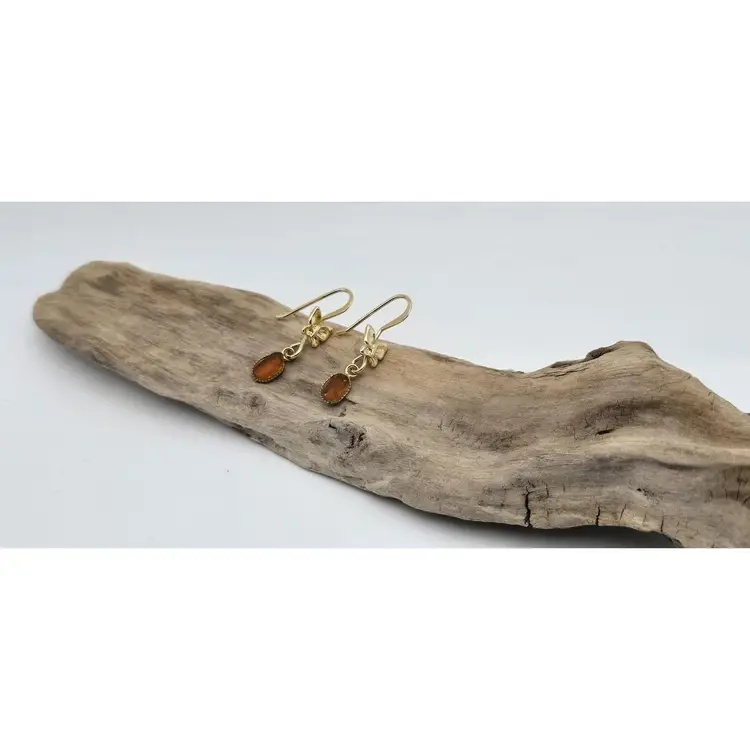 Lovely Butterfly and Maine Sea Glass Earrings