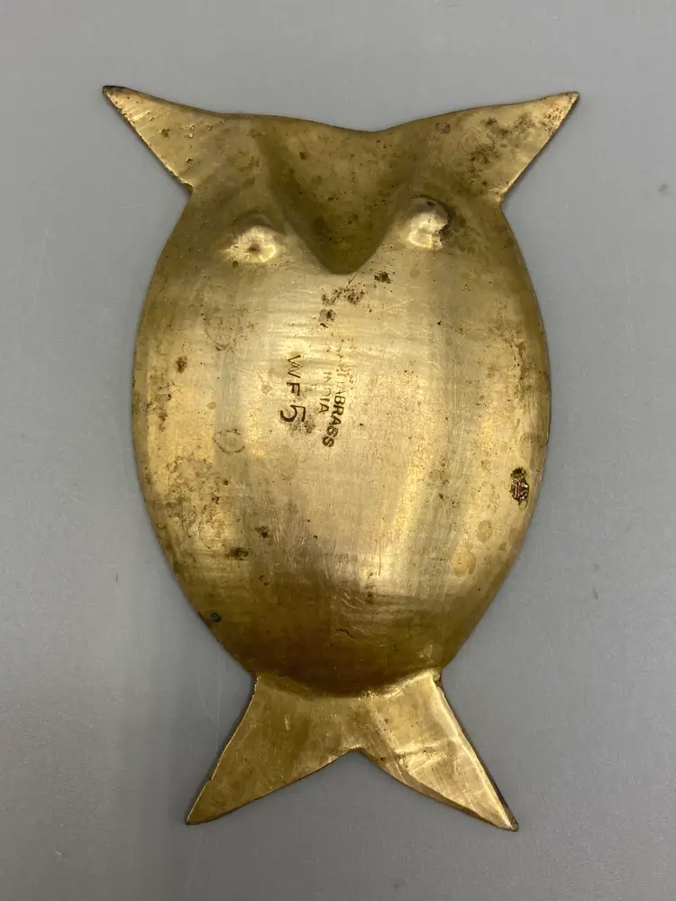 Vintage Miniature Brass Owl Trinket Dish Ashtray