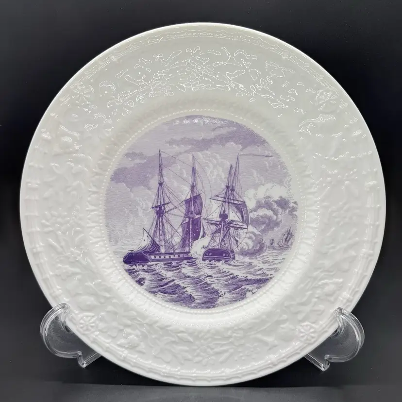 Shenango Pottery #7 Naval Series The Wasp and the Frolic Mulberry Purple Plate