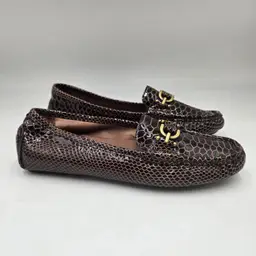 DONALD J PLINER Sz 8.5 Womens Viky Faux Croc Exotic Brown Driving Loafer Patent