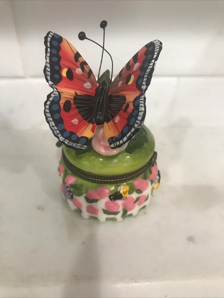 Butterfly Flowers And Bees Trinket Box