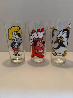 Vintage Pepsi Collector Series Set of 3 Drinking Glass Sweet Polly,Go-Go Gopher