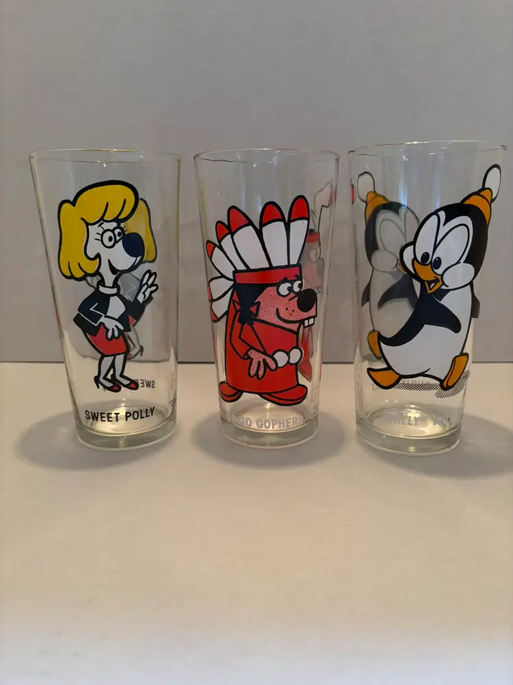 Vintage Pepsi Collector Series Set of 3 Drinking Glass Sweet Polly,Go-Go Gopher