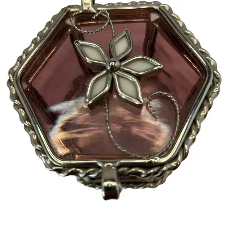 #01 Amethyst Glass Hexagon Trinket Box 3x4