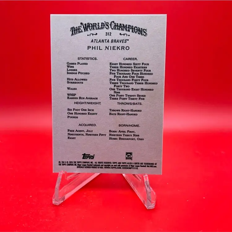 Phil Niekro 2025 Topps Allen & Ginter Foil Filagree Atlanta Braves