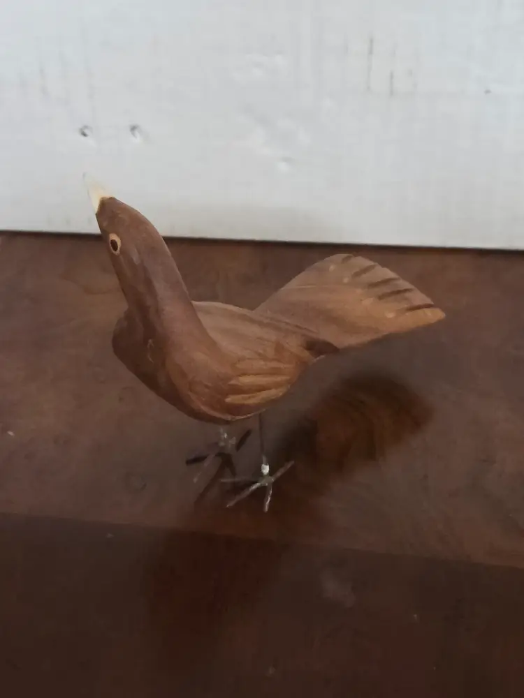 Vintage Carved Wooden Bird Looking Left
