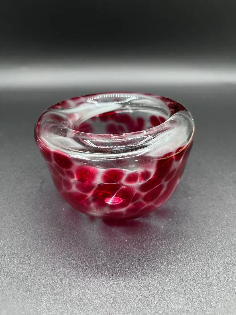 Blown Art Glass Vase With Red Speckles 2.5”