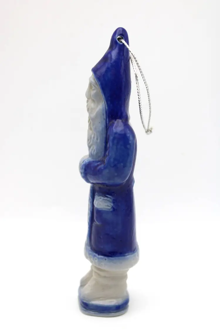 Salt Glazed Stoneware Santa Claus Christmas Tree Ornament