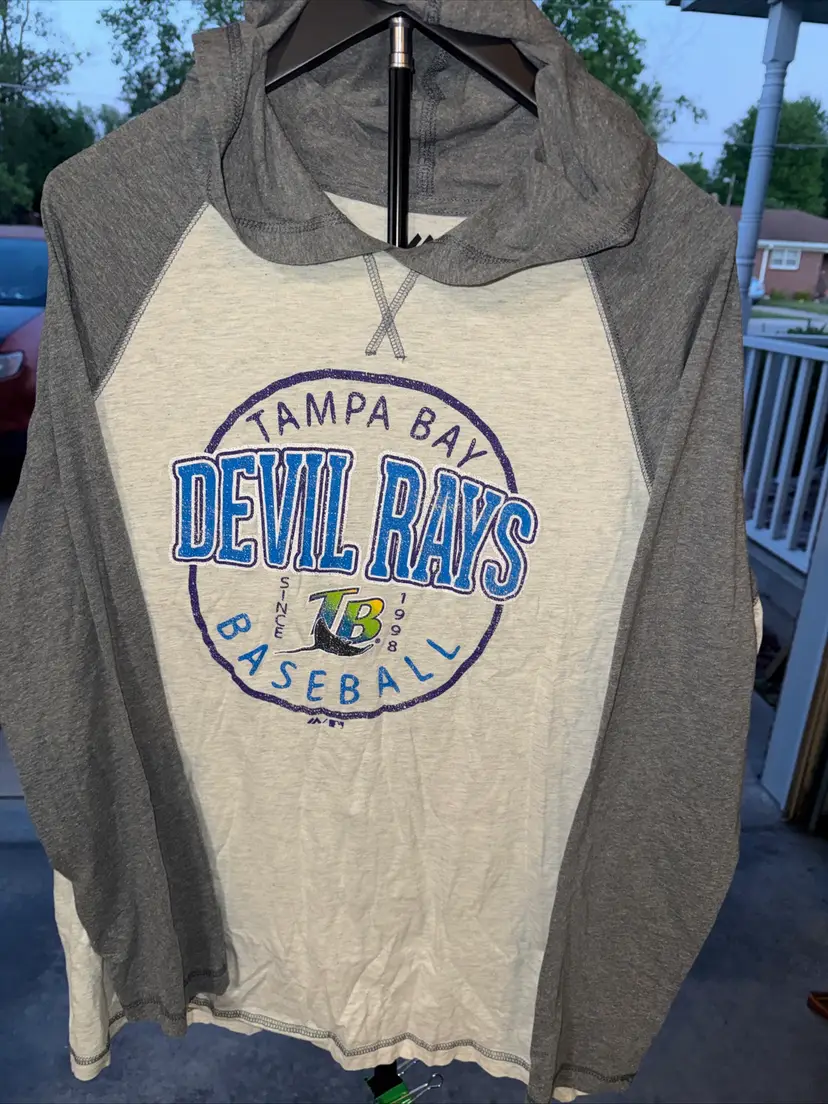 Tampa Bay Devil Rays LS Hooded T-shirt used